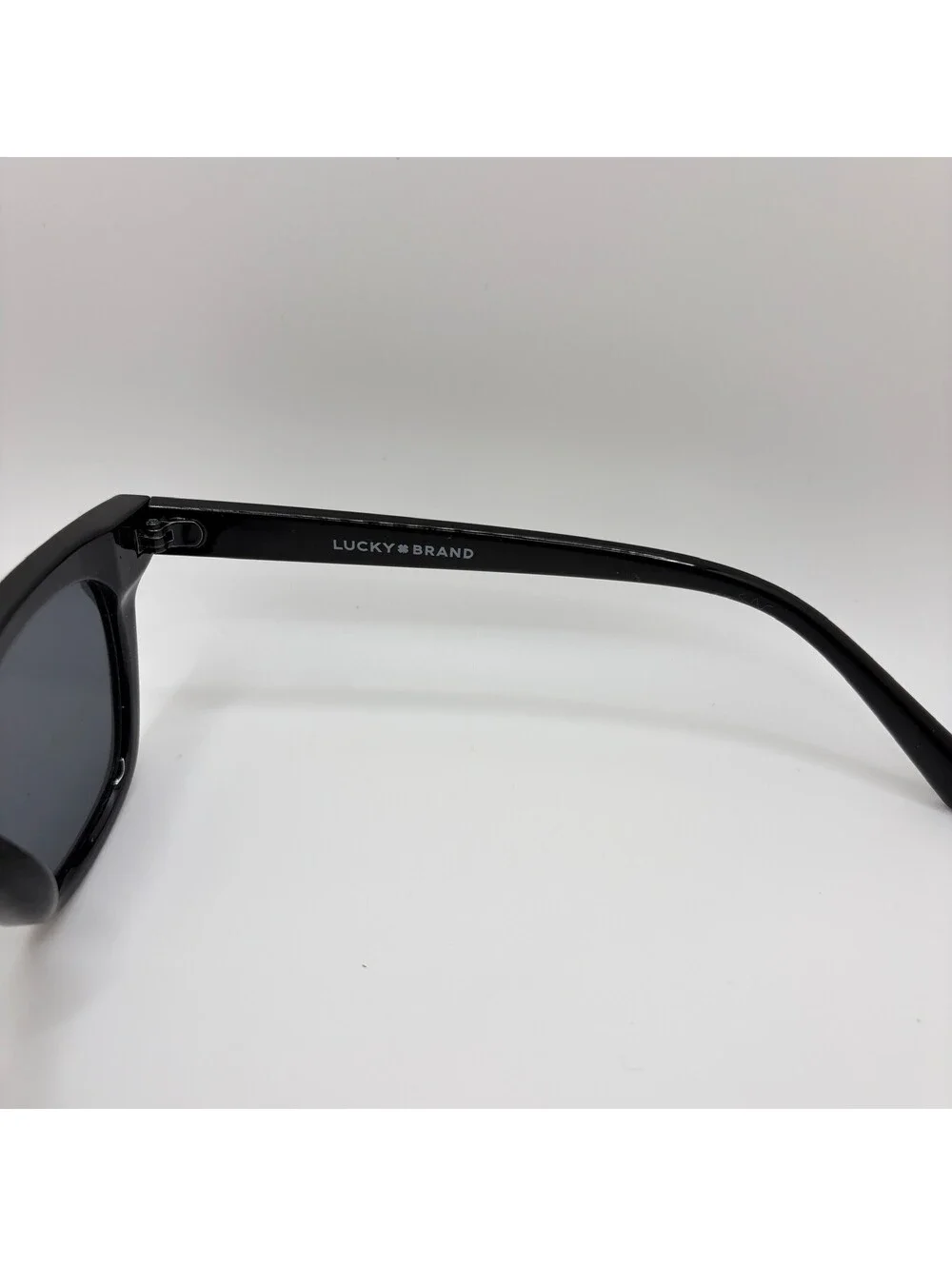 Lucky Brand LB59013 Square Rivet Sunglasses Shiny Black Frame Gray Lens
